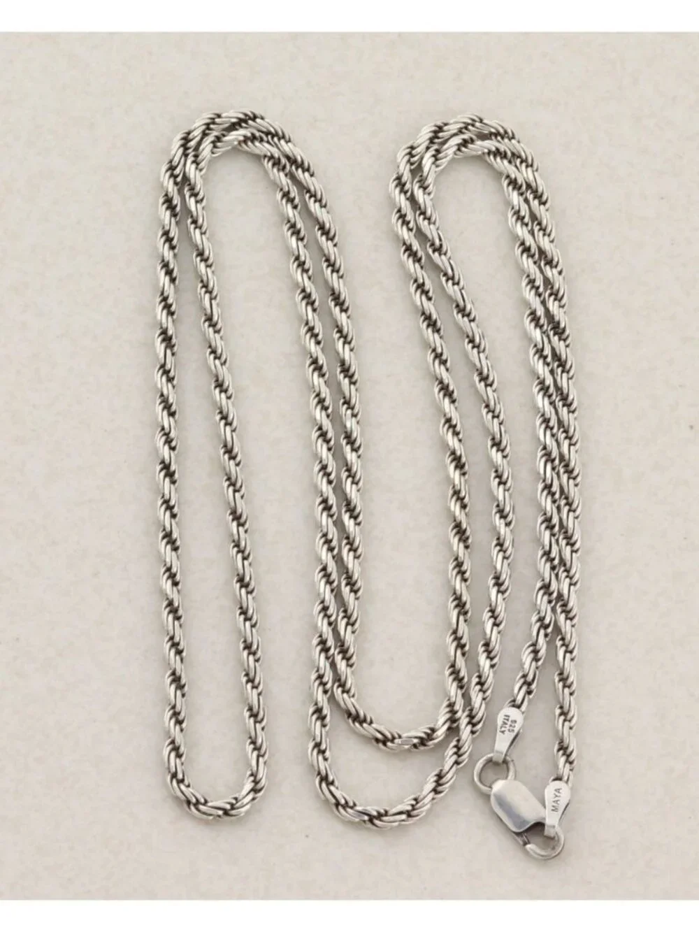 Sterling Silver Rope Chain Necklace 24 1/2